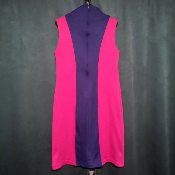 Ashley Stewart High Neck Colorblock Sleeveless Shift Dress - Size 12 - Picture 3 of 4